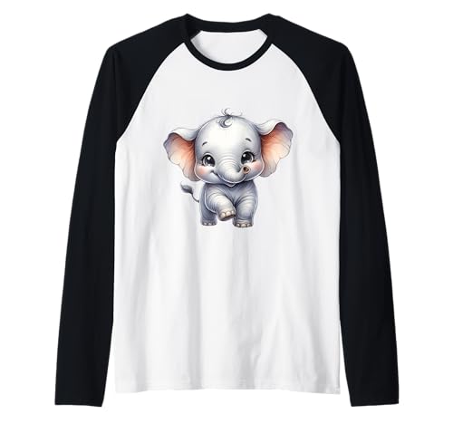Kawaii Elefant Cartoon Design für Kinder Raglan Kawaii Elefant Cartoon Design für Kinder Raglan von Cute Elephant Designs for Babies and Kids