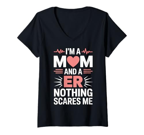 Damen Notaufnahme Mama Notaufnahme Lustig ER Krankenschwester T-Shirt mit V-Ausschnitt von Cute Emergency Nurse Funny ER Nursing Design