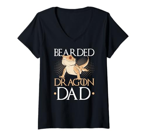 Damen Bartagame Papa Reptil Eidechse Bartagame T-Shirt mit V-Ausschnitt Damen Bartagame Papa Reptil Eidechse Bartagame T-Shirt mit V-Ausschnitt von Cute Exotic Bearded Dragon Reptile Owner Gifts