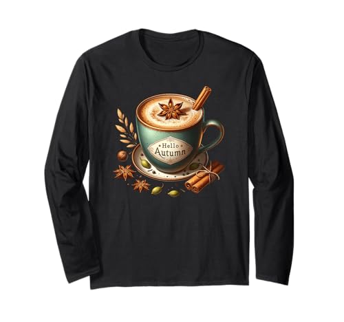 Hello Autumn Themed Coffee Mug for Women Cozy Fall Vibes Langarmshirt von Cute Fall Coffee Gifts For Women And Coffee Lovers