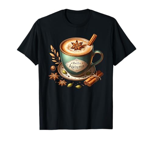 Hello Autumn Themed Coffee Mug for Women Cozy Fall Vibes T-Shirt von Cute Fall Coffee Gifts For Women And Coffee Lovers