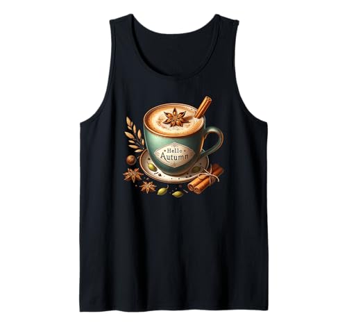 Hello Autumn Themed Coffee Mug for Women Cozy Fall Vibes Tank Top von Cute Fall Coffee Gifts For Women And Coffee Lovers