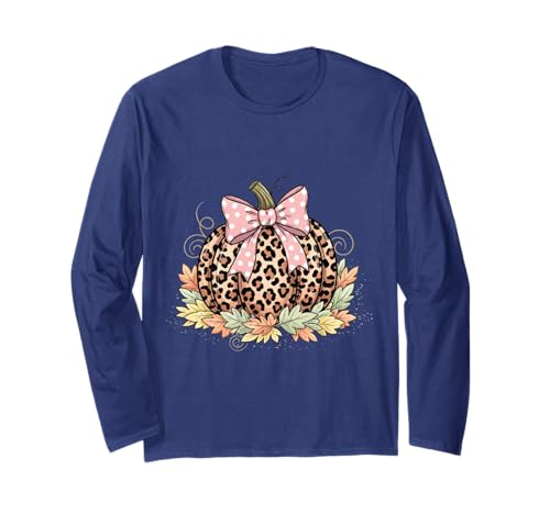 Süßes Halloween Herbst Kürbis Shirt Frauen Leopard Kürbis Langarmshirt Süßes Halloween Herbst Kürbis Shirt Frauen Leopard Kürbis Langarmshirt von Cute Fall Peace Love Design Women Men Girls Kids