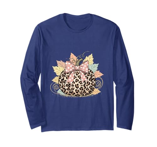 Süßes Halloween Herbst Kürbis Shirt Frauen Leopard Kürbis Langarmshirt Süßes Halloween Herbst Kürbis Shirt Frauen Leopard Kürbis Langarmshirt von Cute Fall Peace Love Design Women Men Girls Kids