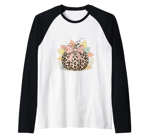Süßes Halloween Herbst Kürbis Shirt Frauen Leopard Kürbis Raglan Süßes Halloween Herbst Kürbis Shirt Frauen Leopard Kürbis Raglan von Cute Fall Peace Love Design Women Men Girls Kids