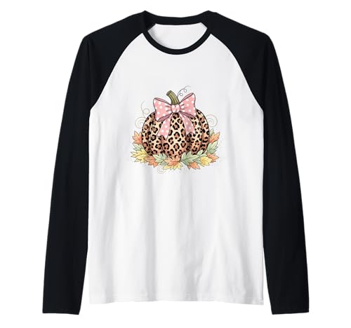 Süßes Halloween Herbst Kürbis Shirt Frauen Leopard Kürbis Raglan Süßes Halloween Herbst Kürbis Shirt Frauen Leopard Kürbis Raglan von Cute Fall Peace Love Design Women Men Girls Kids