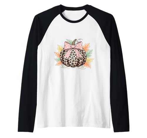 Süßes Halloween Herbst Kürbis Shirt Frauen Leopard Kürbis Raglan Süßes Halloween Herbst Kürbis Shirt Frauen Leopard Kürbis Raglan von Cute Fall Peace Love Design Women Men Girls Kids