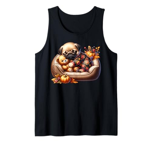 Cute Pug Graphic for Fall Women Men Autumn Vibes Cozy Season Tank Top von Cute Fall Pug Stuff Pug Owner Gifts For Pug Lovers