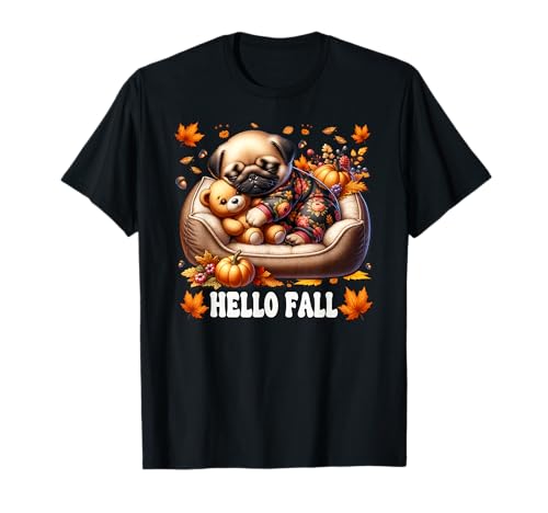 Hello Fall Pug Graphic for Women Men Kids Cute Autumn Dog T-Shirt von Cute Fall Pug Stuff Pug Owner Gifts For Pug Lovers