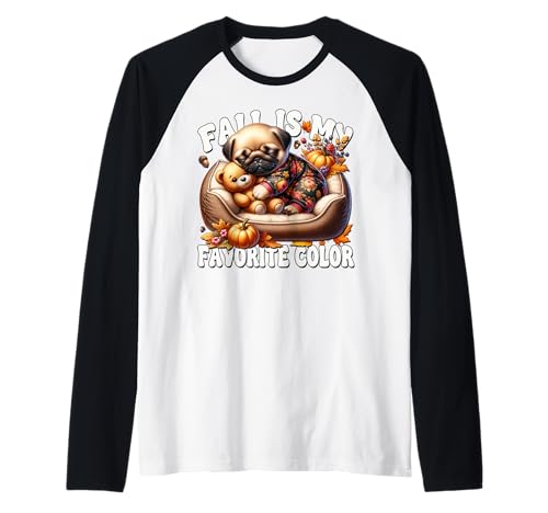 Pug for Women and Men Fall is My Favorite Color Autumn Sleep Raglan von Cute Fall Pug Stuff Pug Owner Gifts For Pug Lovers