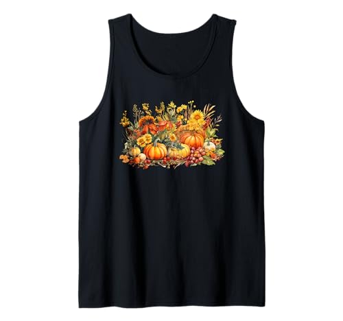 Colorful Autumn Pumpkin Graphic for Women Floral Fall Tank Top Colorful Autumn Pumpkin Graphic for Women Floral Fall Tank Top von Cute Fall Themed Gifts For Women Teacher Librarian