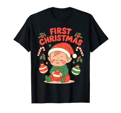 Weihnachtspyjama für Babys im Retro-Stil T-Shirt Weihnachtspyjama für Babys im Retro-Stil T-Shirt von Cute Family Christmas Matching XMAS Newborn Design