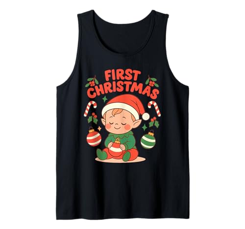 Weihnachtspyjama für Babys im Retro-Stil Tank Top von Cute Family Christmas Matching XMAS Newborn Design
