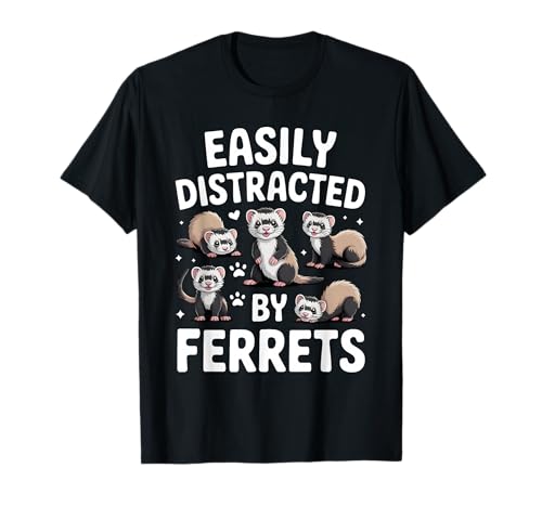 Lässt Sich leicht von Frettchen ablenken, lustiger Tierliebhaber für Jungen und Mädchen T-Shirt von Cute Ferret Apparel for Animal Lovers