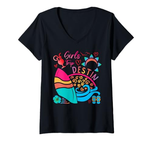 Damen Destin Girls Trip 2025, Strand, Sommerurlaub, Batikspiel T-Shirt mit V-Ausschnitt Damen Destin Girls Trip 2025, Strand, Sommerurlaub, Batikspiel T-Shirt mit V-Ausschnitt von Cute Florida Girls Trip Reunion Cousin Family