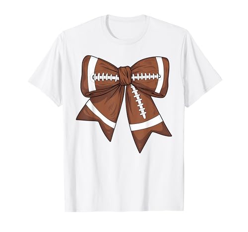 Niedliche Fußballkokettschleife für Frauen, Fußball-Mama-Spieltag T-Shirt von Cute Football Coquette Bow Designs Co.