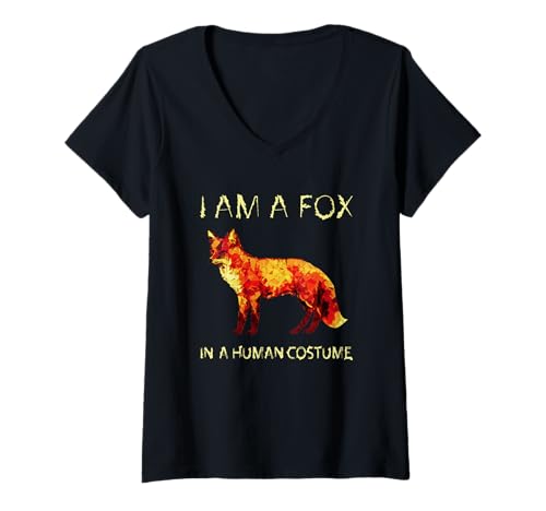 Damen I'm A Fox In A Human Kostüm, lustiges Tiermotiv T-Shirt mit V-Ausschnitt Damen I'm A Fox In A Human Kostüm, lustiges Tiermotiv T-Shirt mit V-Ausschnitt von Cute Fox Design Co.