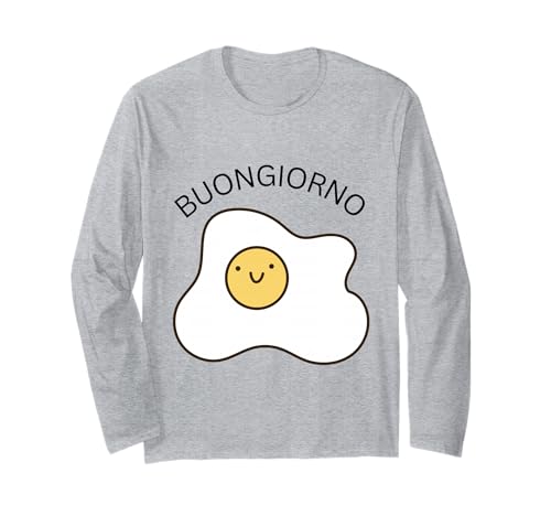 Buongiorno Spiegelei Sleep Good Morning auf Italian Women Kid Langarmshirt von Cute Fried Egg saying Buongiorno Italian Girls