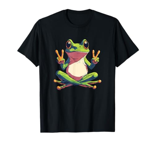 Peace-Zeichen, Frosch-Liebhaber, humorvolles Frosch-Design, Herren, Damen, Kinder T-Shirt Peace-Zeichen, Frosch-Liebhaber, humorvolles Frosch-Design, Herren, Damen, Kinder T-Shirt von Cute Frog Graphic