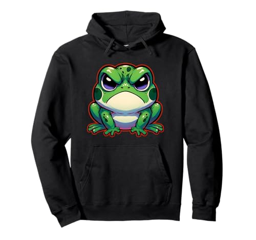 Frosch Grumpy Angry Face Cute Girls Graphic Pullover Hoodie von Cute Frog Lover Outfit Gifts Boy Girl Kids