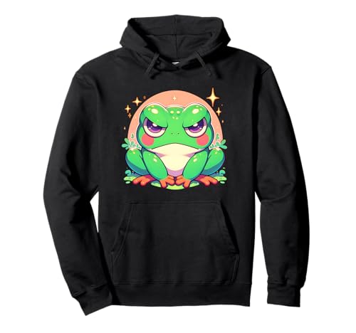 Frosch Angry Grumpy Face Tween Kleinkind Mädchen Grafik Pullover Hoodie von Cute Frog Lover Outfit Gifts Girls