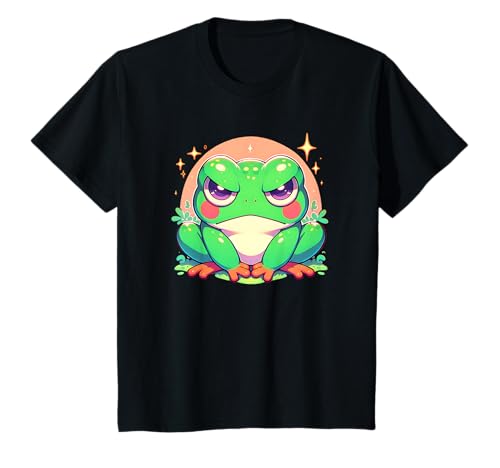 Kinder Frosch Angry Grumpy Face Tween Kleinkind Mädchen Grafik T-Shirt von Cute Frog Lover Outfit Gifts Girls