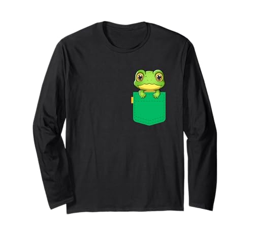 Entzückender Taschenfrosch für Kinder Langarmshirt Entzückender Taschenfrosch für Kinder Langarmshirt von Cute Frog Pocket Kids Cartoon Animal
