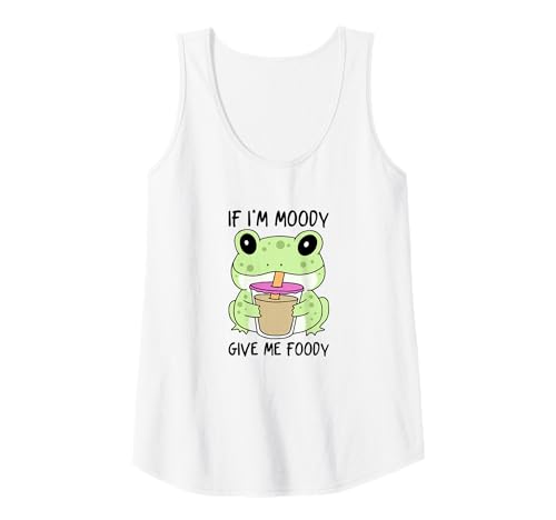 Damen Wenn ich launisch bin, gib mir Foody, Frosch nippt an seinem Lieblingsgetränk Tank Top von Cute Frog Stuff