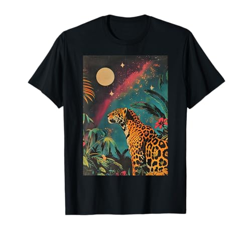 Cute Funny Animal Vintage Theme (Leopard) - Unisex Erwachsene & Kinder - Schwarz - Klein - Kurzarm - T-Shirt - Novelty-T-Shirts - Retro - Alle Jahreszeiten von Cute Funny Animal Vintage Theme (Leopard)