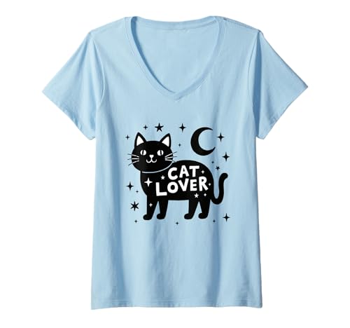 Damen Katzenliebhaber-Geschenk für Haustiere, Tiere, Kätzchen, Kätzchen, Besitzer, Erwachsene, Kinder T-Shirt mit V-Ausschnitt Damen Katzenliebhaber-Geschenk für Haustiere, Tiere, Kätzchen, Kätzchen, Besitzer, Erwachsene, Kinder T-Shirt mit V-Ausschnitt von Cute Funny Black Cat Mom Mama Lady Graphic Design