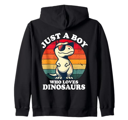 Just A Boy Who Loves Dinosaurs Lustiger Retro Dinosaurier T-Rex Kapuzenjacke von Cute Funny Dinosaur Funny Retro Dinosaur T-Rex