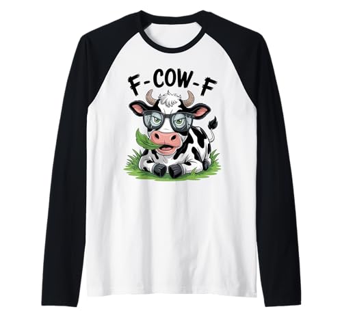 Lustige, Coole Kuh mit Brille, Cartoon-Tier für Männer, Frauen, Kinder Raglan von Cute Funny Farm Animal Cow Humor Gifts