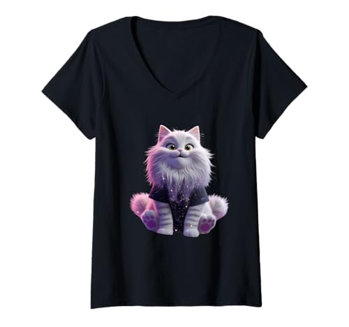 Damen Niedliches lustiges magisches Katzen-Unisex-Design für Männer und Frauen T-Shirt mit V-Ausschnitt Damen Niedliches lustiges magisches Katzen-Unisex-Design für Männer und Frauen T-Shirt mit V-Ausschnitt von Cute Funny Magic Cat Unisex Design Men Women Tee