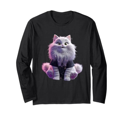 Niedliches lustiges magisches Katzen-Unisex-Design für Männer und Frauen Langarmshirt von Cute Funny Magic Cat Unisex Design Men Women Tee