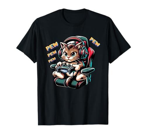 Lustige Gamer Cat Pew Gaming Katze für Jungen und Kinder T-Shirt Lustige Gamer Cat Pew Gaming Katze für Jungen und Kinder T-Shirt von Cute Gaming Cat for Boys Girls Kids