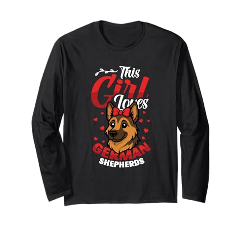 Dieses Mädchen liebt Schäferhunde Hundemädchen Schäferhund Langarmshirt Dieses Mädchen liebt Schäferhunde Hundemädchen Schäferhund Langarmshirt von Cute German Shepherd Designs for Girls & Women