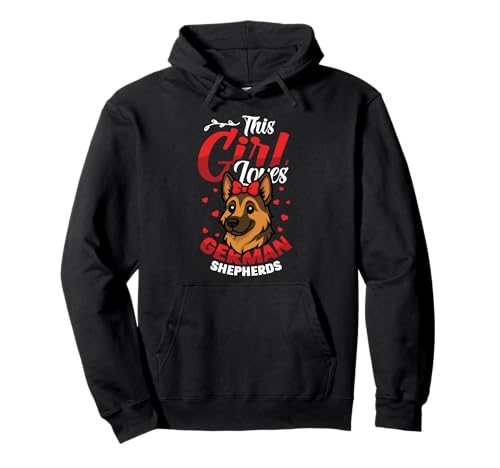 Dieses Mädchen liebt Schäferhunde Hundemädchen Schäferhund Pullover Hoodie von Cute German Shepherd Designs for Girls & Women