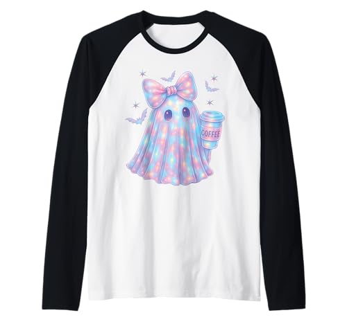 Geist Kokett Schleife Kawaii Pastell Mädchen Kaffee 90er Raglan von Cute Ghost Coquette Bow Pastel Sweet Spooky Kawaii