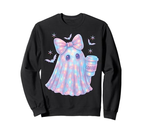 Geist Kokett Schleife Kawaii Pastell Mädchen Kaffee 90er Sweatshirt von Cute Ghost Coquette Bow Pastel Sweet Spooky Kawaii