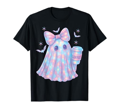 Geist Kokett Schleife Kawaii Pastell Mädchen Kaffee 90er T-Shirt von Cute Ghost Coquette Bow Pastel Sweet Spooky Kawaii