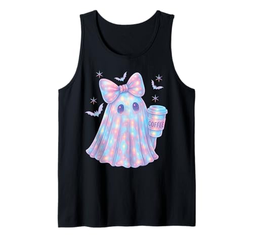 Geist Kokett Schleife Kawaii Pastell Mädchen Kaffee 90er Tank Top von Cute Ghost Coquette Bow Pastel Sweet Spooky Kawaii