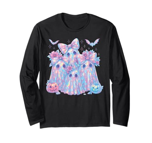 Geisterfamilie Kokett Schleife Kawaii Pastell Mädchen 90er Langarmshirt von Cute Ghost Coquette Bow Pastel Sweet Spooky Kawaii