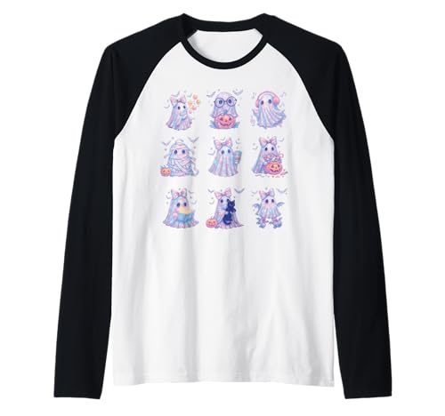 Süß Geist Kokett Rosa Schleife Kawaii Pastell Mädchen 90er Raglan von Cute Ghost Coquette Bow Pastel Sweet Spooky Kawaii