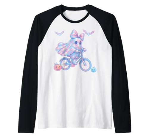 Süß Geist Kokett Rosa Schleife Kawaii Pastell Mädchen 90er Raglan von Cute Ghost Coquette Bow Pastel Sweet Spooky Kawaii