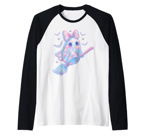 Süß Geist Kokett Rosa Schleife Kawaii Pastellhexe Mädchen 90 Raglan von Cute Ghost Coquette Bow Pastel Sweet Spooky Kawaii
