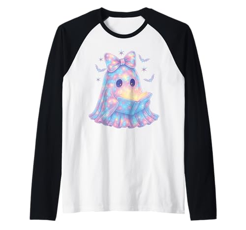 Süß Geist Kokette Schleife Bücherwurm Kawaii Pastell Mädchen Raglan von Cute Ghost Coquette Bow Pastel Sweet Spooky Kawaii