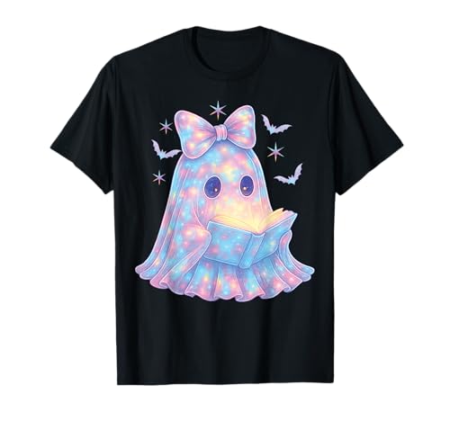 Süß Geist Kokette Schleife Bücherwurm Kawaii Pastell Mädchen T-Shirt von Cute Ghost Coquette Bow Pastel Sweet Spooky Kawaii