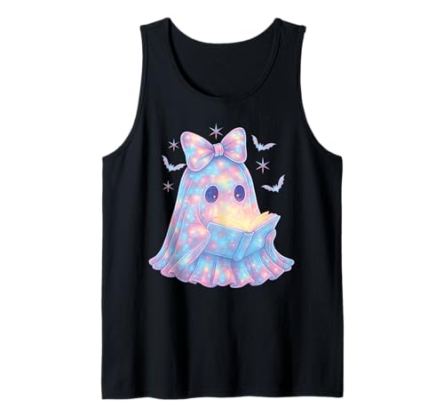 Süß Geist Kokette Schleife Bücherwurm Kawaii Pastell Mädchen Tank Top von Cute Ghost Coquette Bow Pastel Sweet Spooky Kawaii