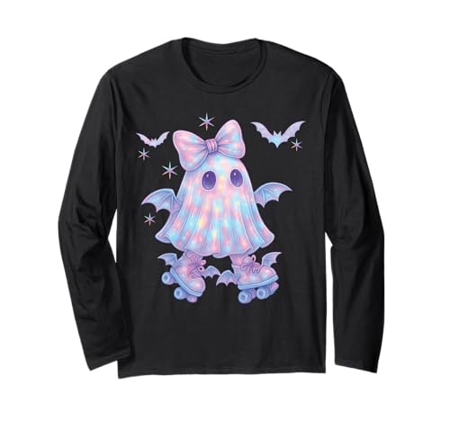 Süß Geist Kokette Schleife Rollschuhe Kawaii Pastell Mädchen Langarmshirt von Cute Ghost Coquette Bow Pastel Sweet Spooky Kawaii