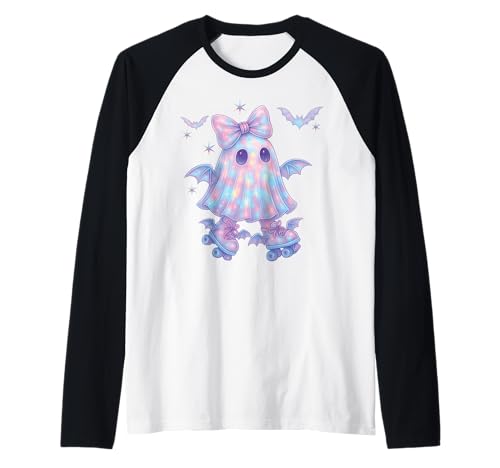 Süß Geist Kokette Schleife Rollschuhe Kawaii Pastell Mädchen Raglan von Cute Ghost Coquette Bow Pastel Sweet Spooky Kawaii